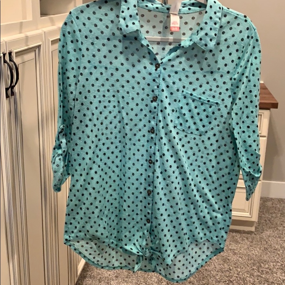 Button Down Tie Front Top